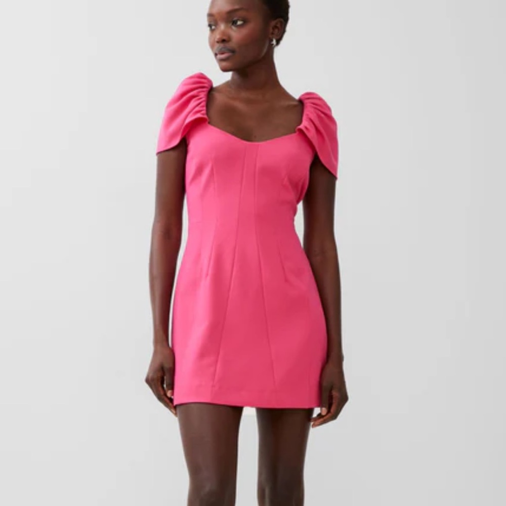 Whisper Gathered Sleeve Dress Raspberry Sorbet